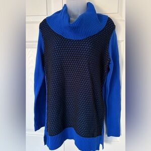 Calvin Klein Sweater colorblock cowl neck sweater blue black size Medium NWT